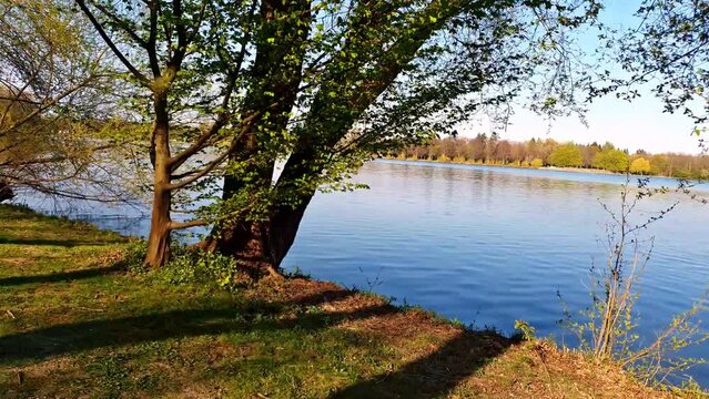 The lake maschsee in hanover Germany in the city center on a bright afternoon