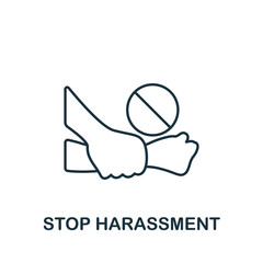 Stop Harassment icon. Monochrome simple line Harassment icon for templates, web design and infographics