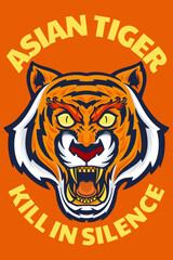 tiger head mascot poster vector illustration cartoon style