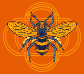 wasp mascot poster vector illustration cartoon style