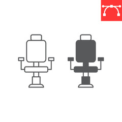 Barber chair line and glyph icon, barbershop and hairdresser, barber chair vector icon, vector graphics, editable stroke outline sign, eps 10.