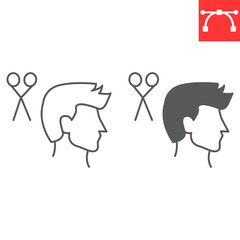 Man haircut line and glyph icon, barbershop and hairdresser, men haircut vector icon, vector graphics, editable stroke outline sign, eps 10.