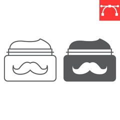 Beard wax line and glyph icon, cosmetic and mustache, beard wax vector icon, vector graphics, editable stroke outline sign, eps 10.