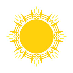 Sun shape icon. Yellow round forms of sun vector illustration set. Summer, weather and warm day