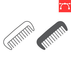 Hair brush line and glyph icon, hairdresser and care, comb vector icon, vector graphics, editable stroke outline sign, eps 10.