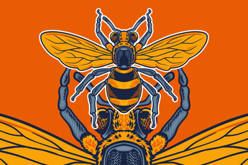 wasp mascot vector illustration cartoon style