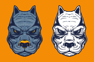 Naklejka premium blue bulldog head mascot vector illustration cartoon style