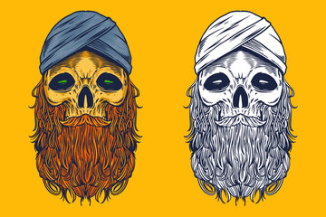 skull monk head mascot vector illustration cartoon style