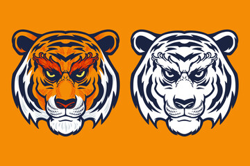 tiger head mascot vector illustration cartoon style