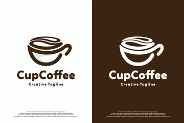 monoline cup coffee logo design