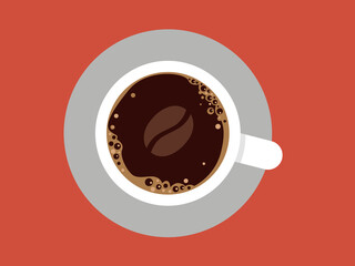 Cups of black Espresso with foam. Coffee top view. Vector illustration for a coffee shop