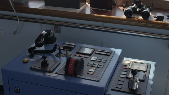 Control panel on navigation bridge of vessel