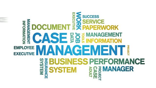 4k Case Management Animated Tag Word Cloud;Text Design Animation typography seamless loop.