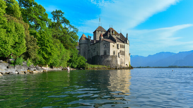 Schloss Chillon, mittelalterliche Wasserburg im schweizerischen Kanton Waadt