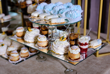 Delicious sweets on candy bar.  