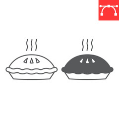 Pie line and glyph icon, thanksgiving and pastry, pie vector icon, vector graphics, editable stroke outline sign, eps 10.