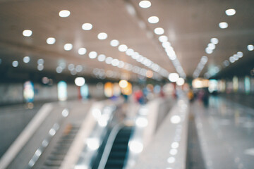 Blurred The Mass Rapid Transit (MRT) station in Singapore.