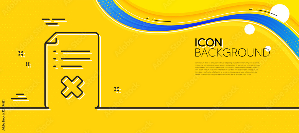 Poster reject file line icon. abstract yellow background. decline document sign. delete file. minimal rejec