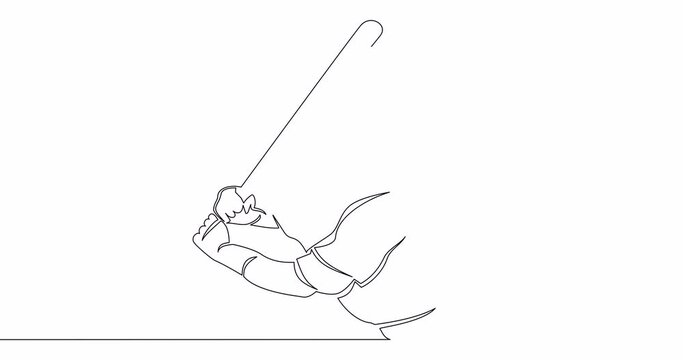 Self drawing line animation baseball player batsman continuous one single line drawn concept video