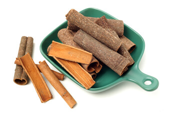 Cinnamon on a white background
