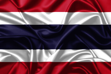 Thailand waving flag close up satin texture background