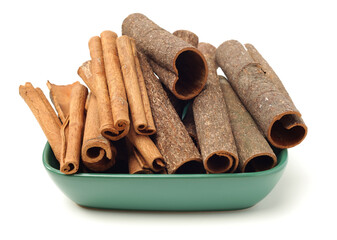 Cinnamon on a white background