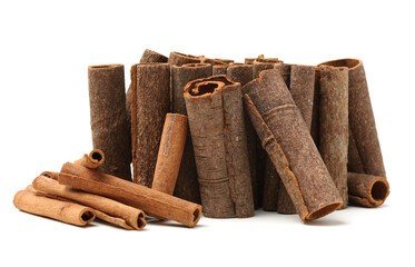 Cinnamon on a white background
