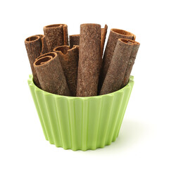 Cinnamon on a white background