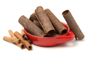 Cinnamon on a white background
