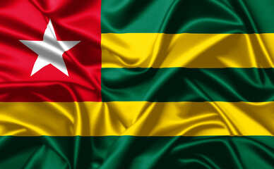Togo waving flag close up satin texture background