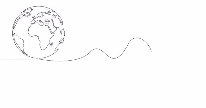 Self Drawing Line Animation World Travel And Tourism Destination Continuous One Single Line Drawn Concept Video