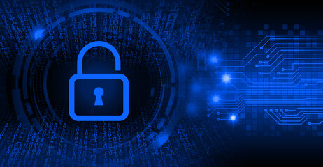 Closed Padlock on digital background, cyber security