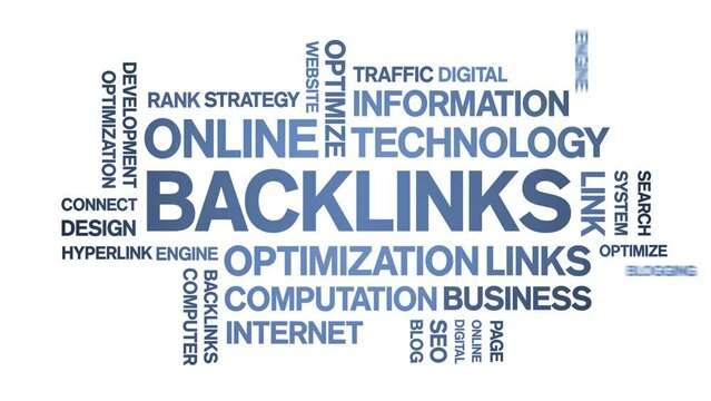 Backlinks animated tag word cloud;text design animation kinetic typography seamless loop.