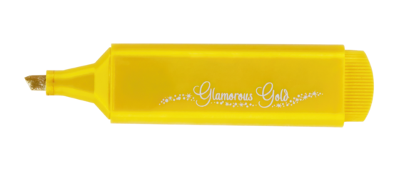 Cutout of an isolated  golden highlighter pen with the transparent png background
