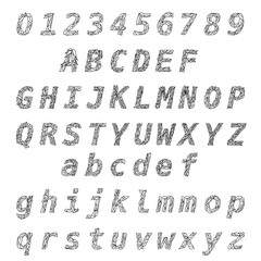 Leaf letter handwritten alphabet for use in design, vector illustration