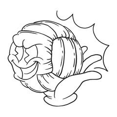 Coloring illustration of cartoon smashing volleyball mascot
