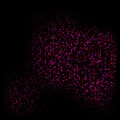Abstract geometric halftone background of magenta dots on black background