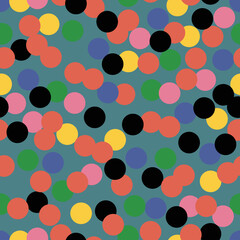 Abstract seamless pattern with vintage colorful circles. Round corner geometric shapes.