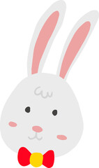 cute rabbit illustration on transparent background