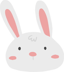 cute rabbit illustration on transparent background