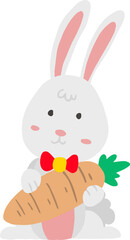 cute rabbit illustration on transparent background
