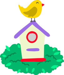 cute house illustration on transparent background