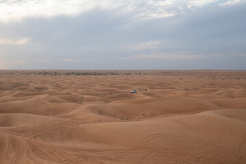 Dubai desert on sunset, united arab emirates, UAE.