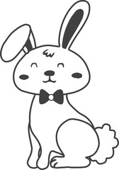 cute rabbit illustration on transparent background