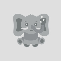 Cute baby elephant. Poster for baby room. Childish print for nursery. Design can be used for kids apparel, greeting card, invitation, baby shower. Vector.
