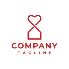 house with love or heart logo design