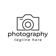 simple camera in line style logo design