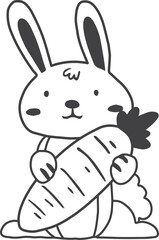 cute rabbit illustration on transparent background