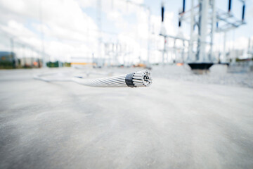 Iron thick wire at floor before installation at modern power plant
