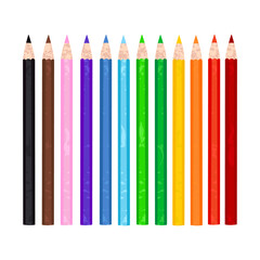 Vector Colorful Illustration of Colored Pencil Isolated on White background